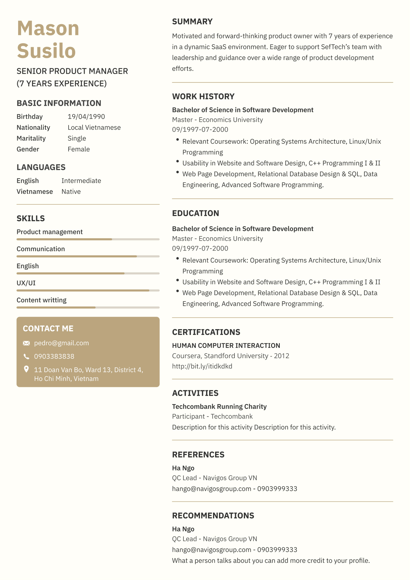 Mẫu CV cổ điển 2