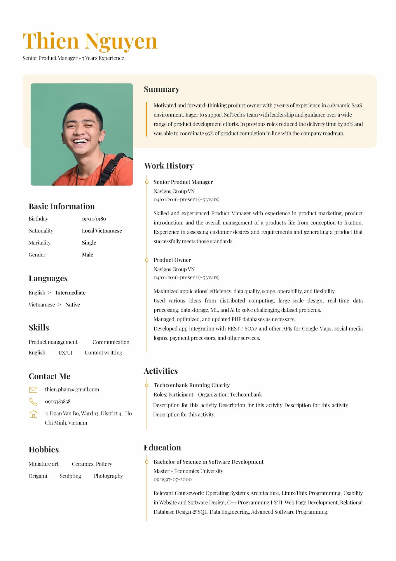 Mẫu CV độc đáo