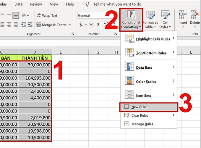 Ẩn số 0 trong Excel bằng Conditional Formatting
