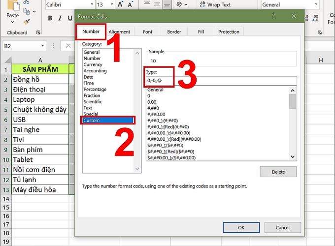 Ẩn số 0 trong Excel bằng Format Cells