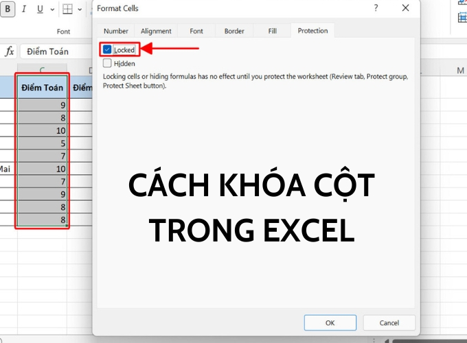 Cách khóa cột trong Excel