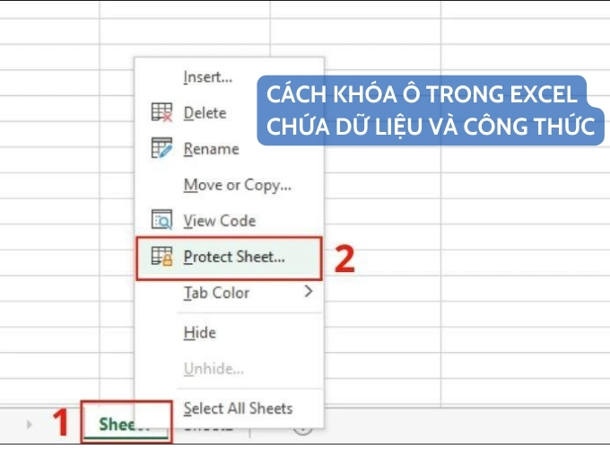 Khóa ô trong Excel chứa dữ liệu và công thức