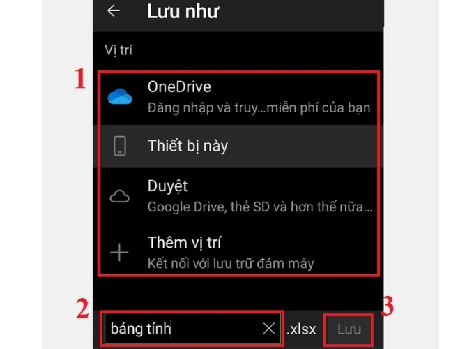 Lưu file excel trên điện thoại nhanh chóng