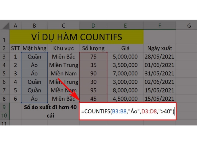 Hàm COUNTIFS trong Excel