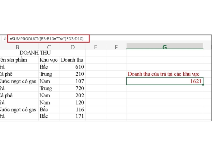 Sử dụng Hàm `SUMPRODUCT`
