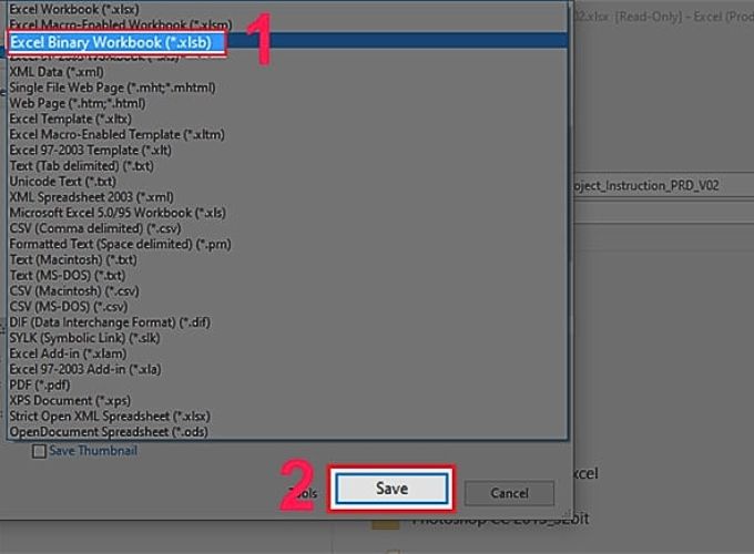 Cách giảm dung lượng file excel bằng Excel Binary Workbook