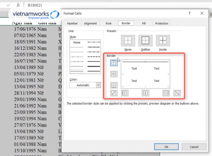 Xóa bỏ toàn bộ định dạng khung trong Excel