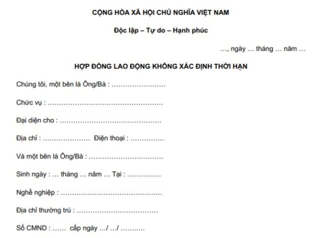 Mẫu hợp đồng lao động ngắn gọn