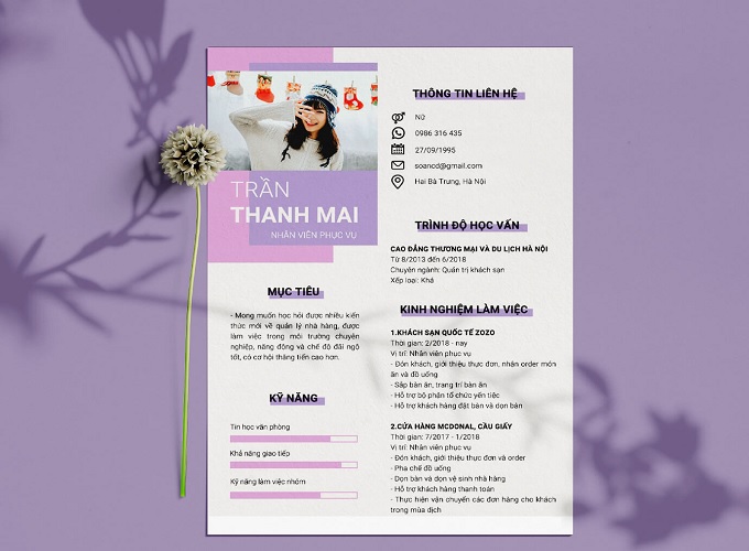 Mẫu CV nhân viên phục vụ