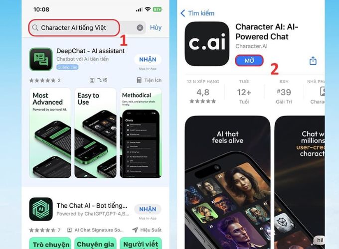 Cách tải Character AI tiếng Việt trên iOs