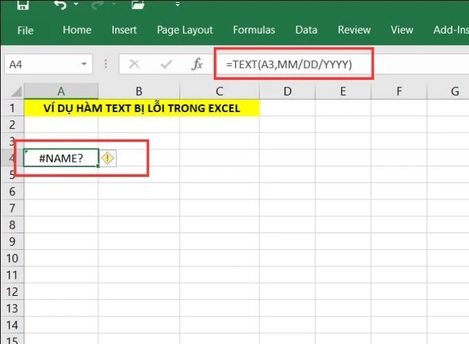 Các lỗi thường gặp khi dùng hàm TEXT trong Excel