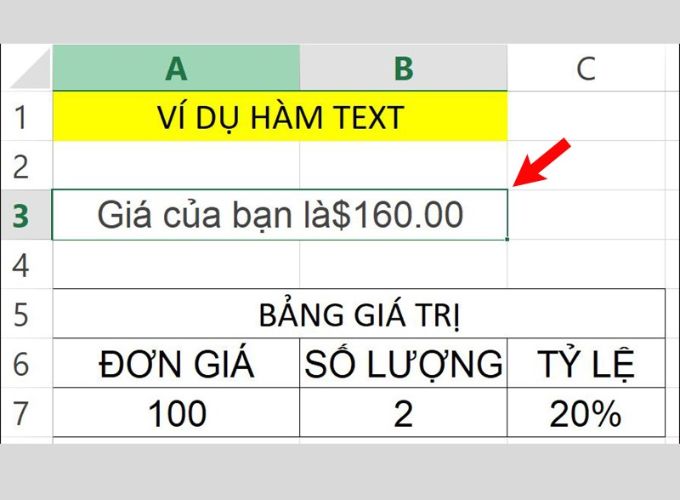 Sử dụng hàm TEXT để nối văn bản và số (hoặc ngày)